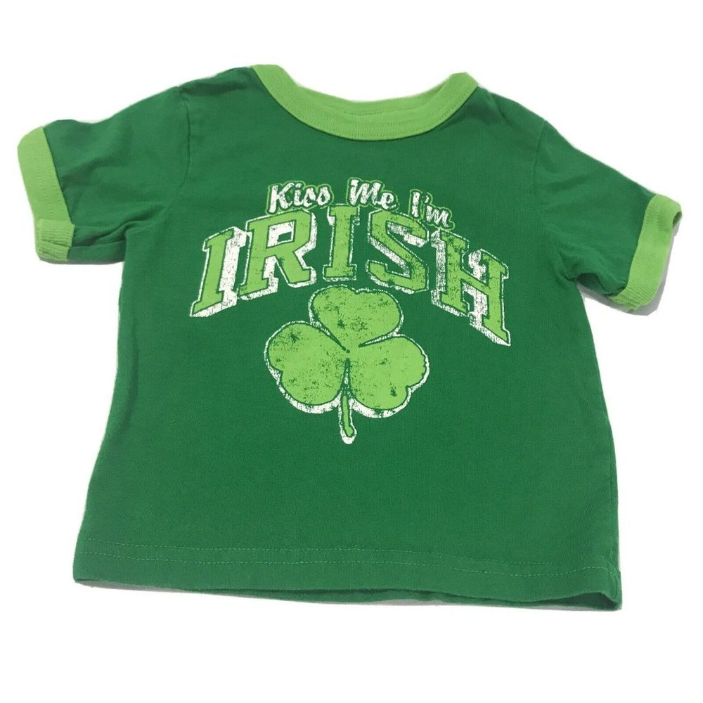 Children's Place Green Kiss Me I'm Irish T-shirt Toddler Size 12-18 Months